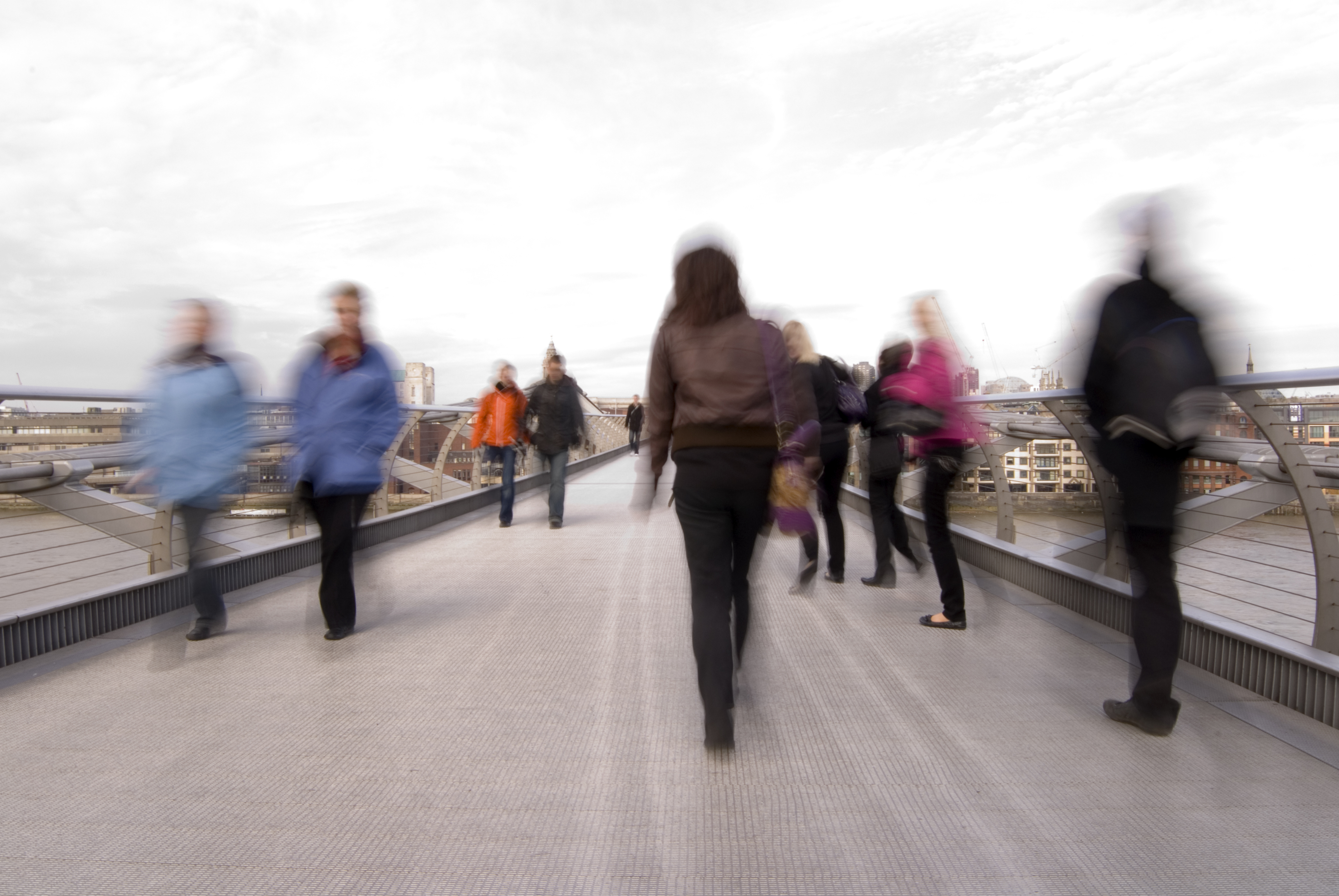 People walking on a bridge